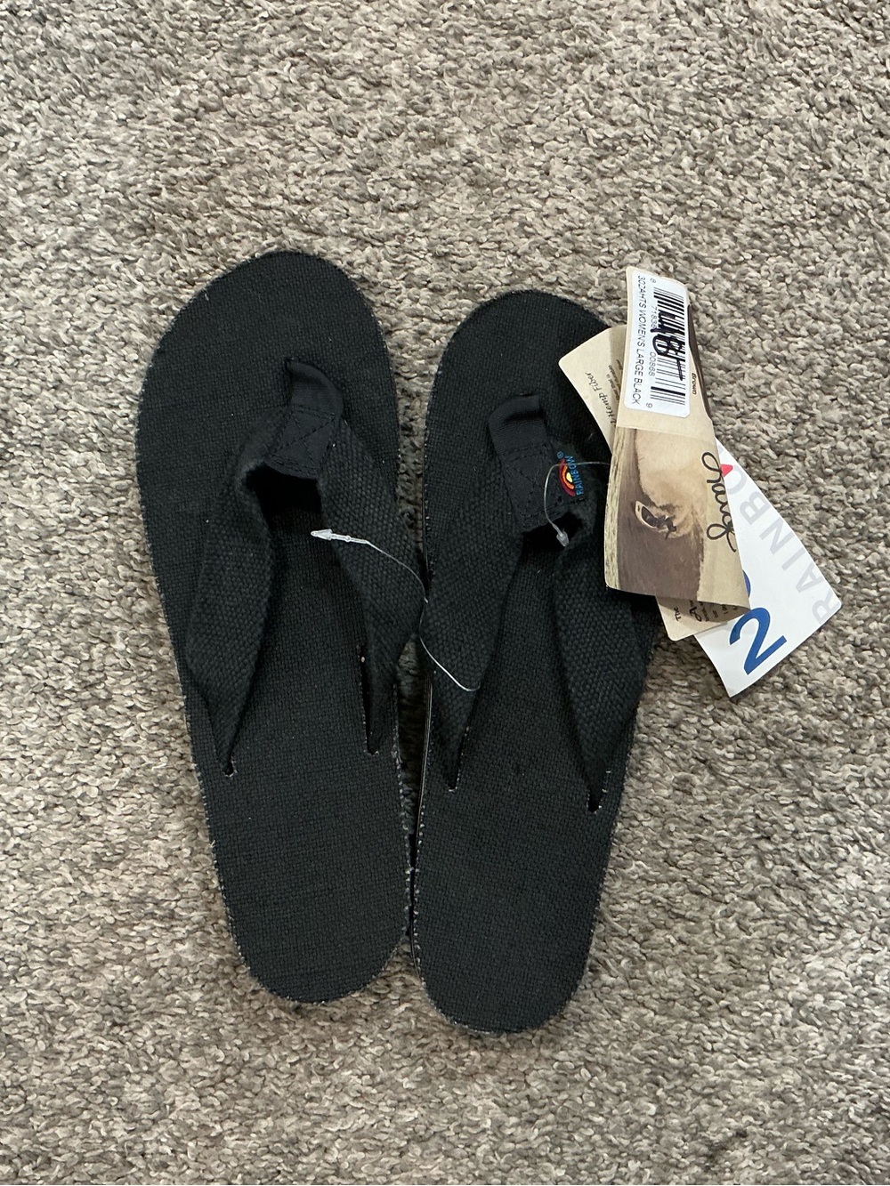 Rainbow Men's Black Canvas Flip Flops